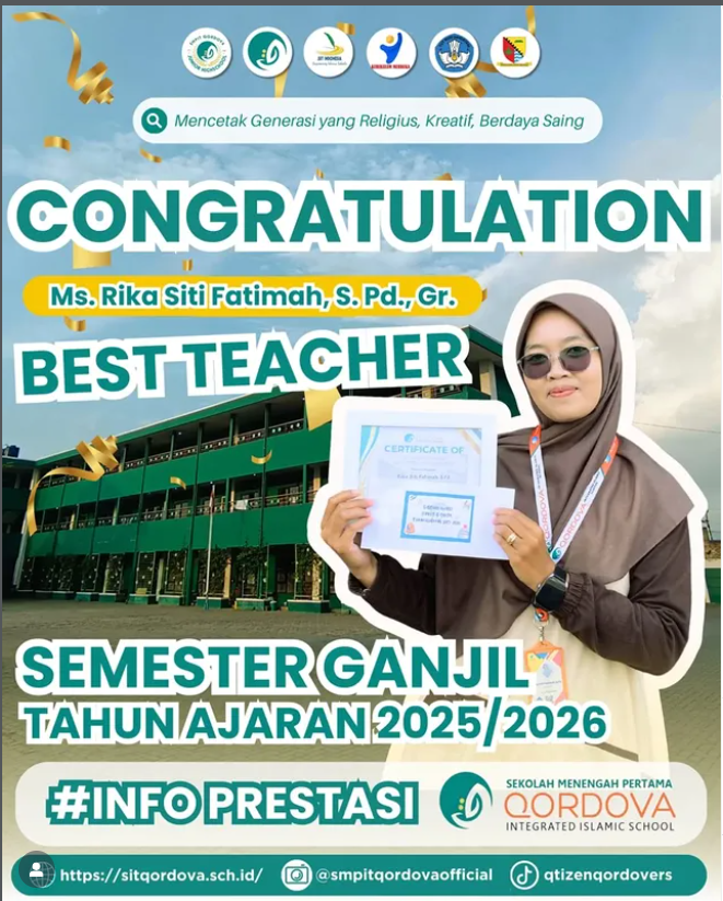 Penghargaan Guru Terbaik SIT Qordova Diberikan kepada Ibu Rika Siti Fatimah