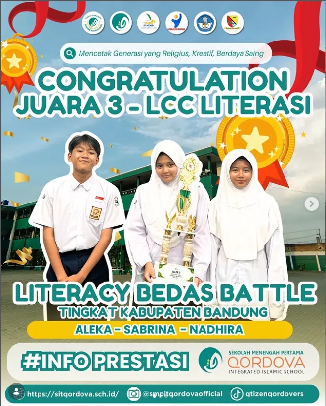 Siswa SMPIT Qordova Raih Juara 3 LCC Literasi Tingkat Kabupaten Bandung