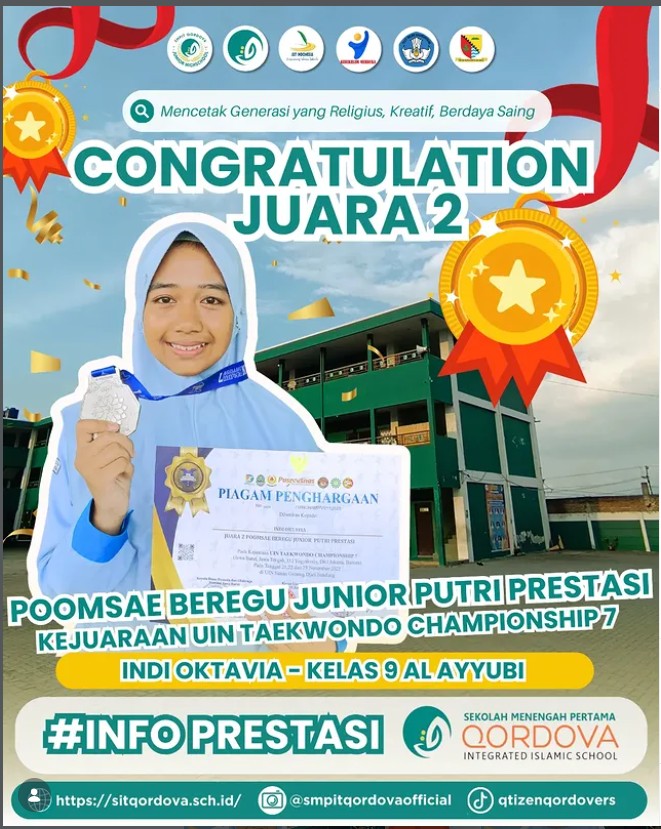 Siswa SMPIT Qordova Raih Juara 2 Poomsae Beregu Junior Putri Kejuaraan UIN Taekwondo Championship 7