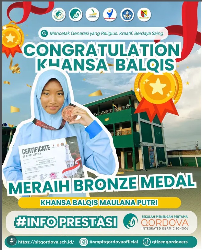 Siswa SMPIT Qordova, Khansa Balqis Maulana Putri, Raih Bronze Medal di Ajang Kejuaraan
