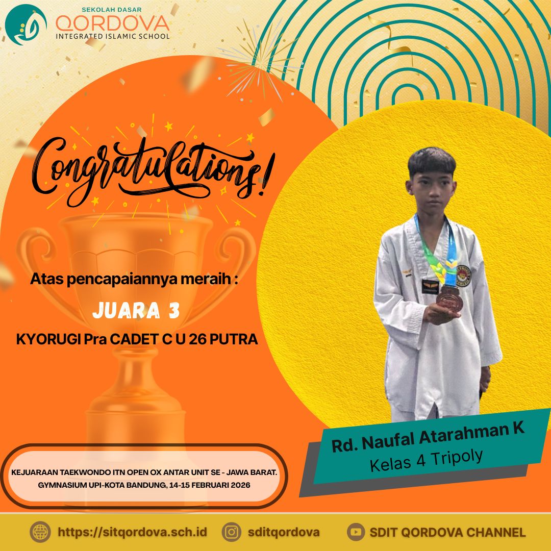 Rd. Naufal Atarahman K Raih Juara 3 Kejuaraan Taekwondo ITN Open X Se-Jawa Barat