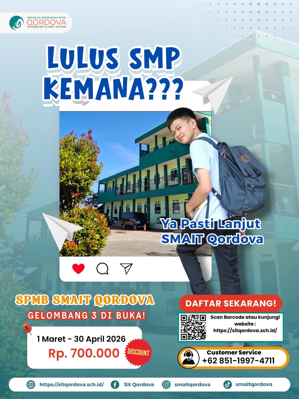 SPMB Gelombang 3 SMAIT Qordova Resmi Dibuka, Kesempatan Terakhir Bergabung di Tahun Ajaran 2026