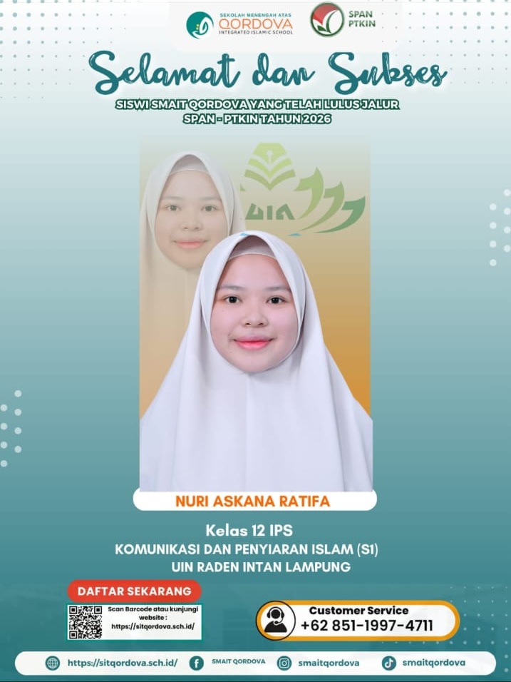 Siswi SMAIT Qordova Lolos Jalur SPAN-PTKIN 2026, Harumkan Nama Sekolah