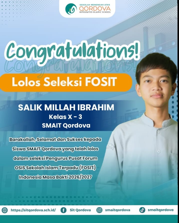 Siswa SMAIT Qordova Lolos Seleksi Pengurus Pusat FOSIT Indonesia 2026/2027