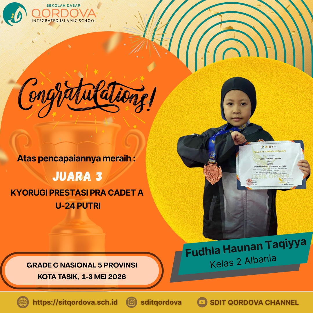 Siswi SDIT Qordova Raih Juara 3 Kejuaraan Taekwondo Tingkat Nasional