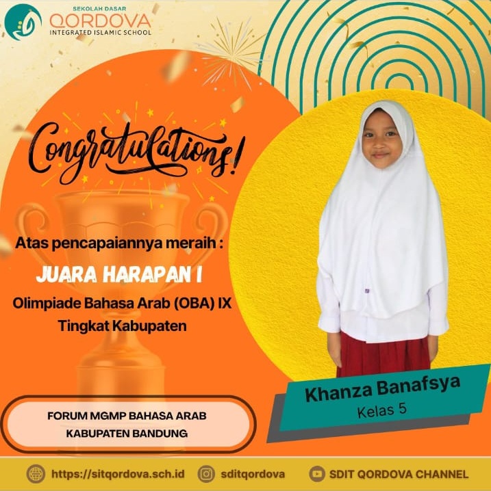 Khanza Banafsya Raih Juara Harapan I Olimpiade Bahasa Arab (OBA) IX Tingkat Kabupaten