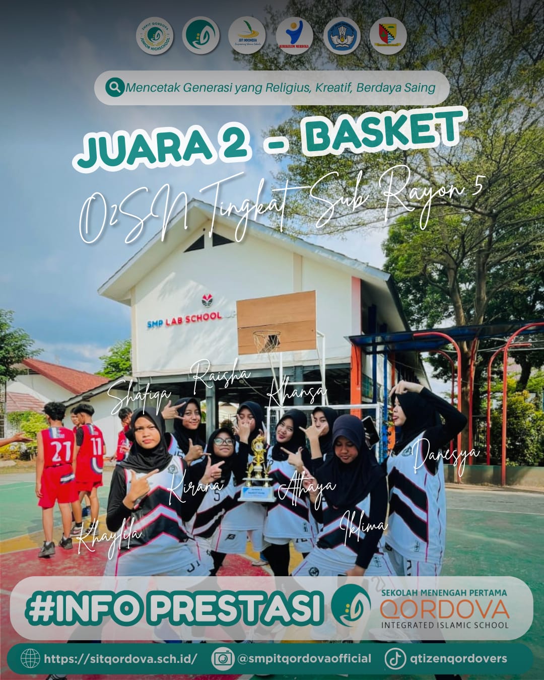 Tim Basket Putri SMPIT Qordova Raih Juara 2 O2SN Tingkat Sub Rayon 5