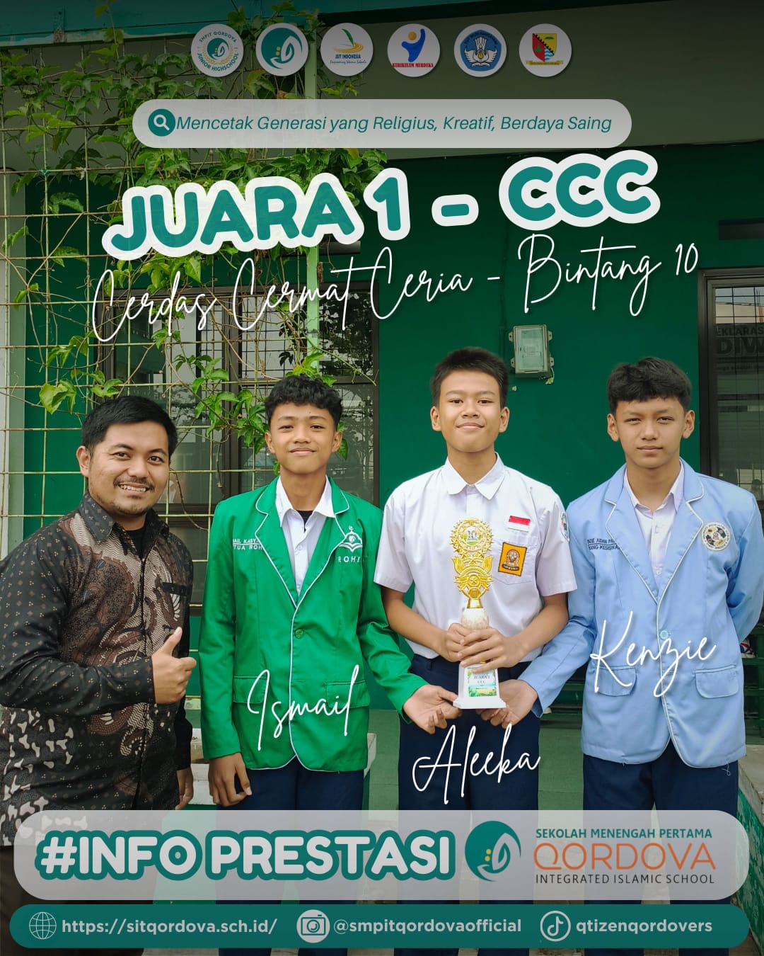 Tim CCC Putra SMPIT Qordova Raih Juara 1 Cerdas Cermat Ceria Bintang 10